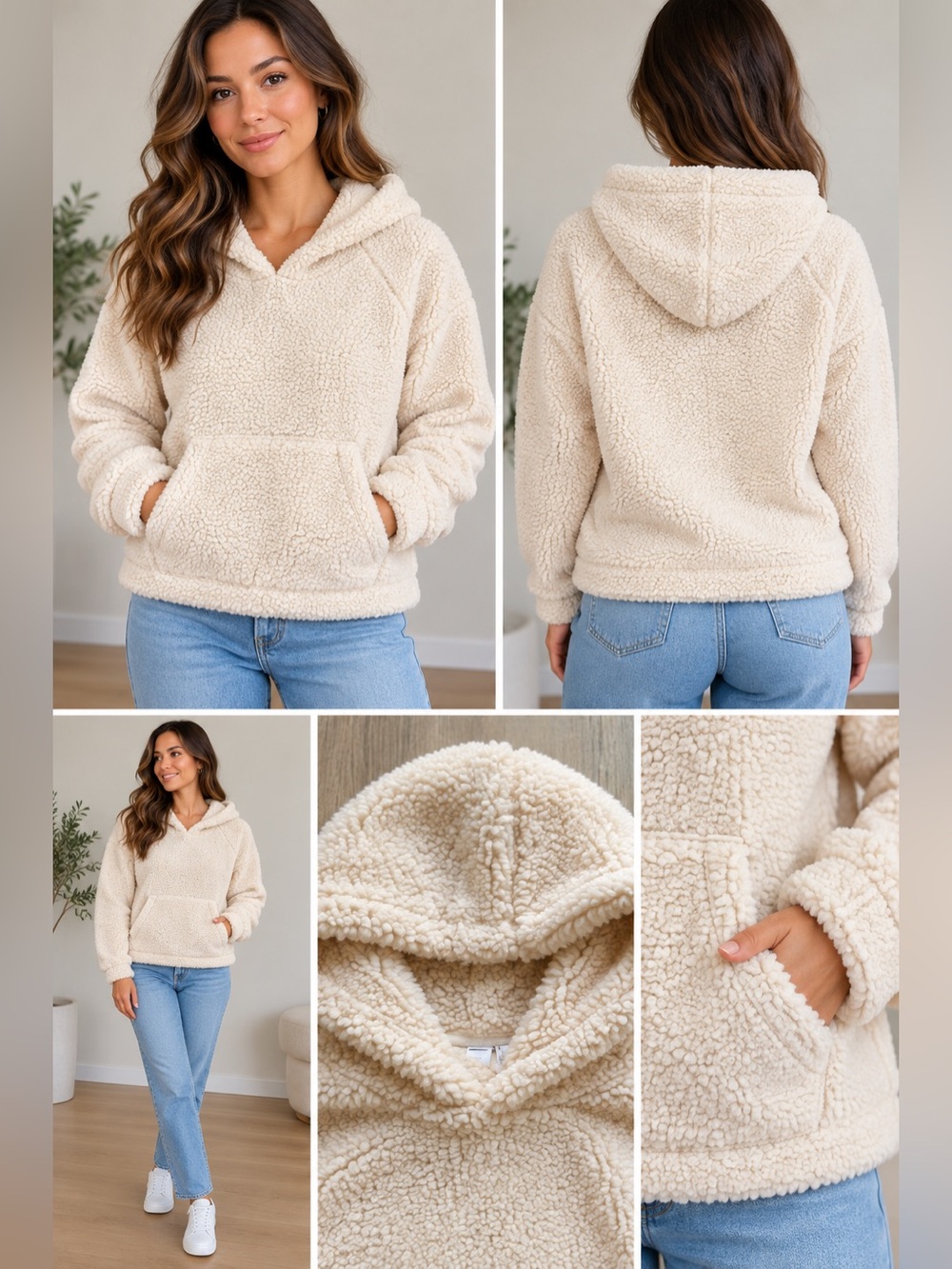 Twik- Cozy Cream Fleece Sweater – Size Large